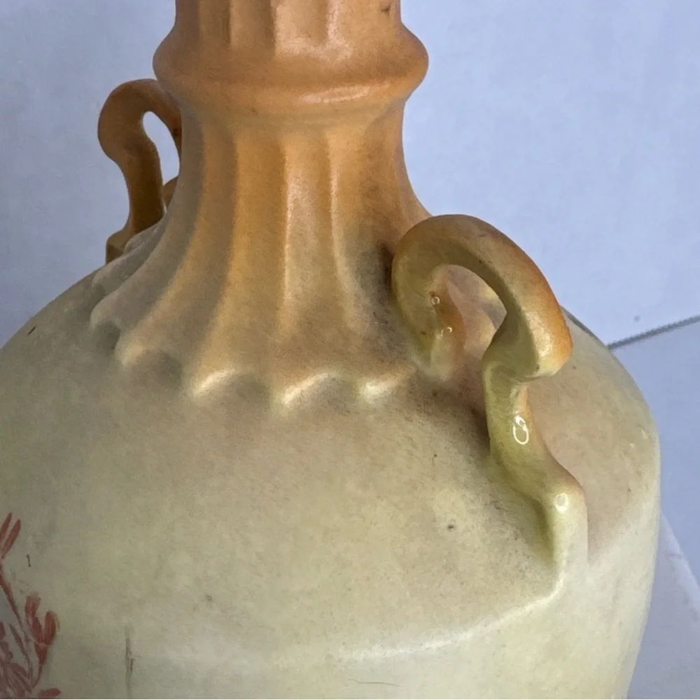 Antique Bud Vase Hand Painted Floral Design in Soft Yellow